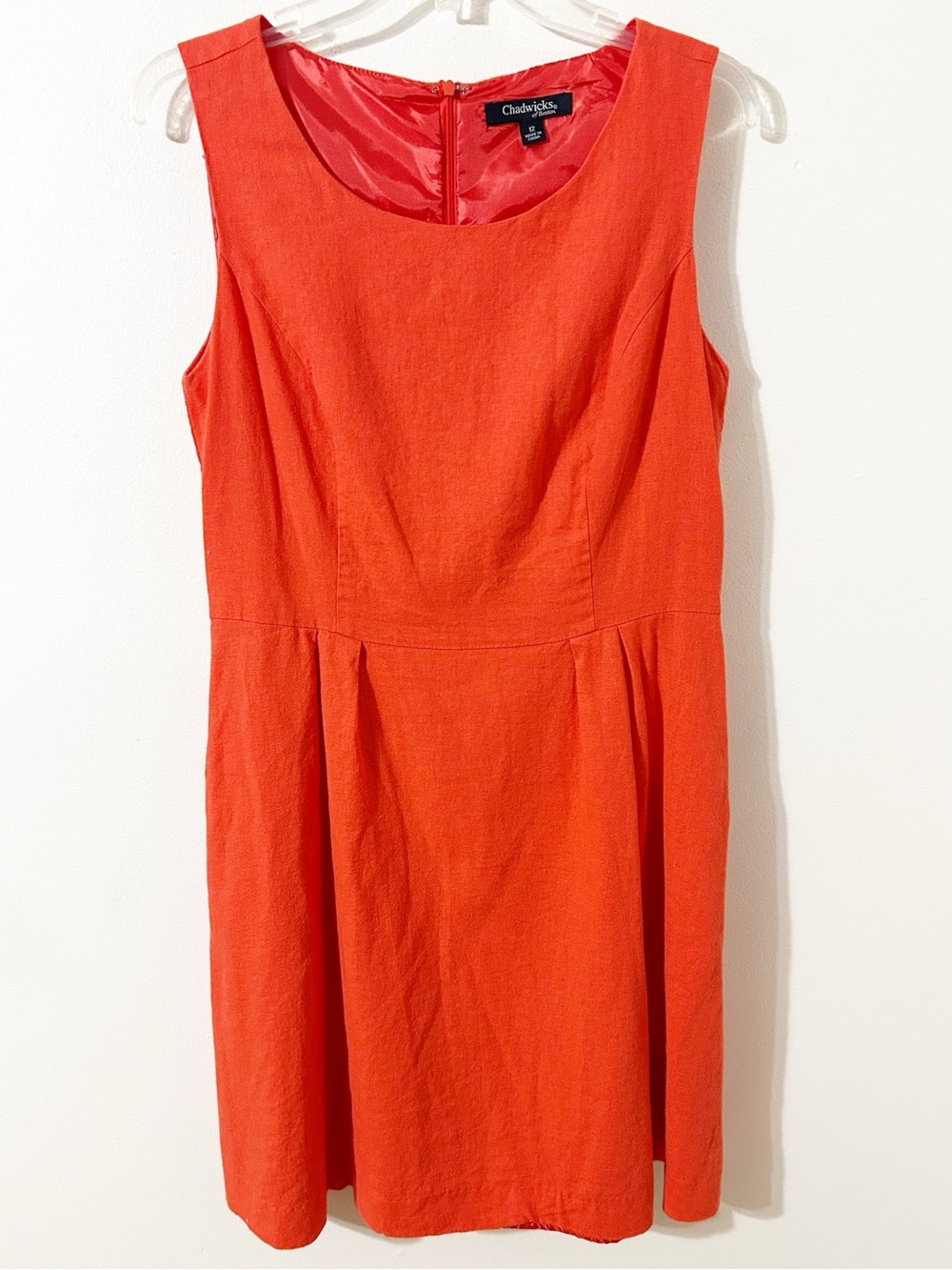 Chadwicks Of Boston Women’s Orange Linen Blend Sleeveless A-Line Dress Size 12